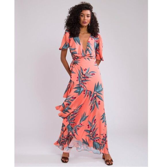 Dresses & Skirts - NWT PatBO Heliconia Coral Wrap Top and Maxi Wrap Skirt Matching Set Small Resort